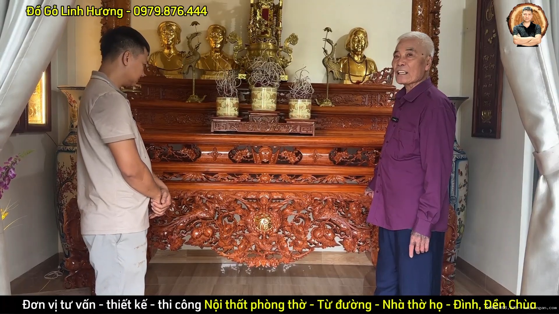 Bàn thờ tam cấp gỗ hương đá liền khối – Chia sẻ thực tế từ gia đình bác Thụy tại Yên Bái