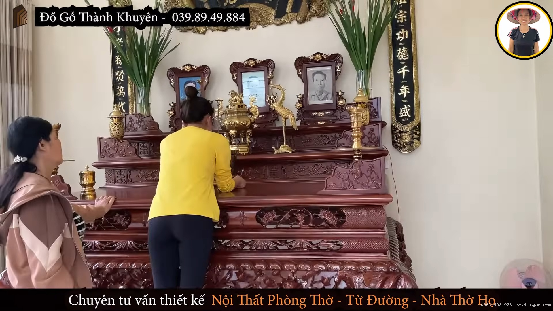 Bộ sập thờ sen tam cấp gỗ cao cấp tại Tây Hồ Hà Nội với thiết kế rộng 2,17m sâu 1,57m