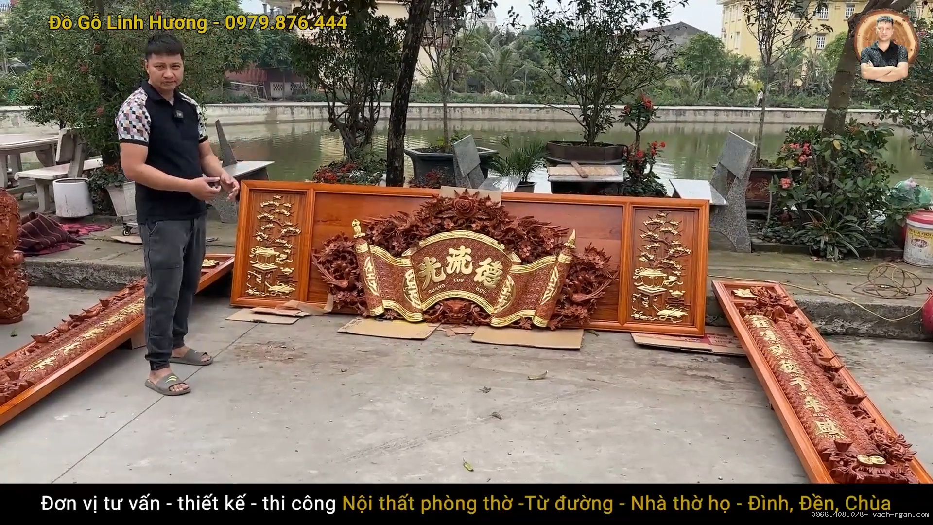 Tư vấn thiết kế vách phòng thờ kết hợp cuốn thư câu đối