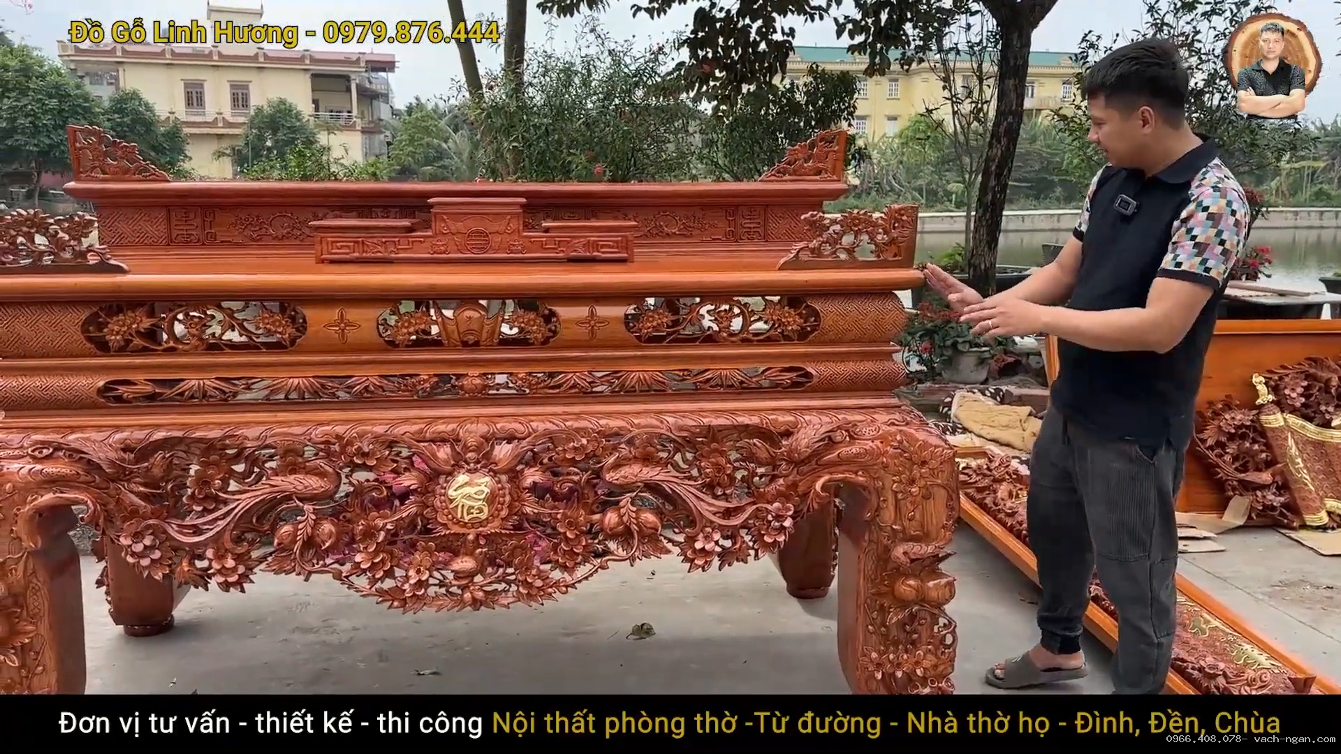 Thiết kế bộ phòng thờ vua sập thờ liền khối