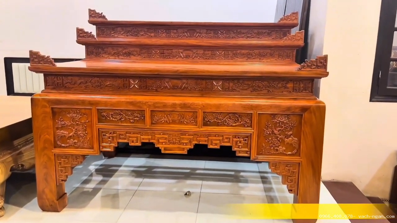 Án gian thờ giả ô sa gỗ hương đá tại Nam Định thiết kế riêng cho không gian phòng thờ con trưởng