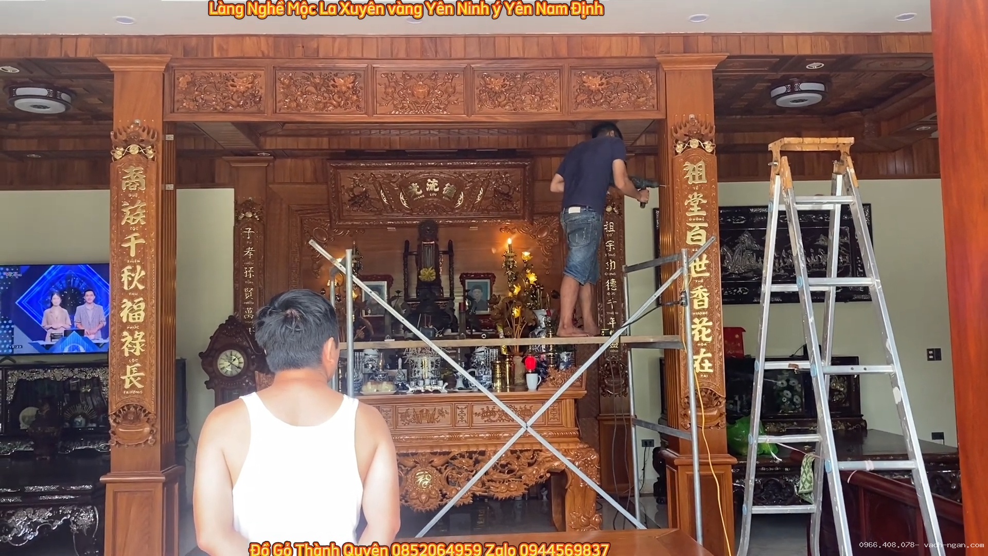 Thiết kế không gian phòng thờ từ đường 3 gian của gia đình anh Mạnh