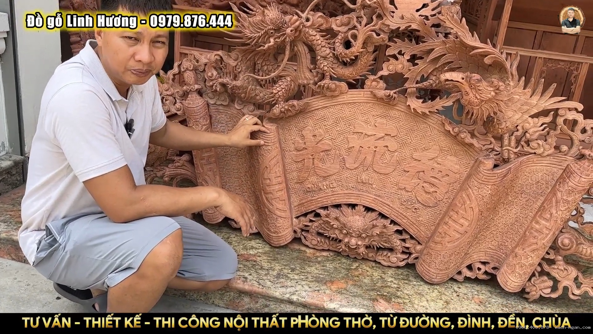 Bộ cuốn thư câu đối phù hợp với mẫu sập thờ Tứ Linh