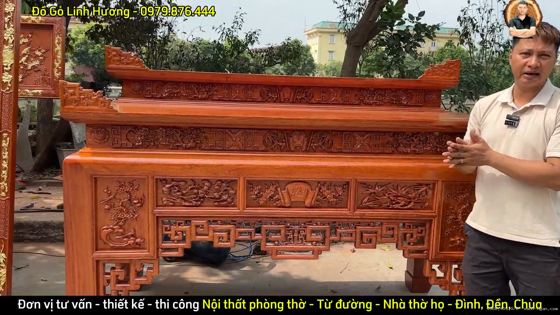 Bàn thờ nhị cấp kích thước 2,17m x 1,07m cho phòng thờ Bắc Giang
