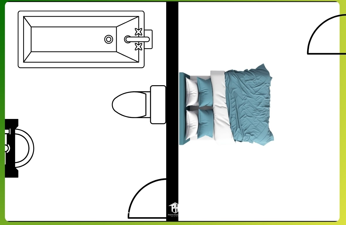 Không kê đầu giường sát tường nhà vệ sinh