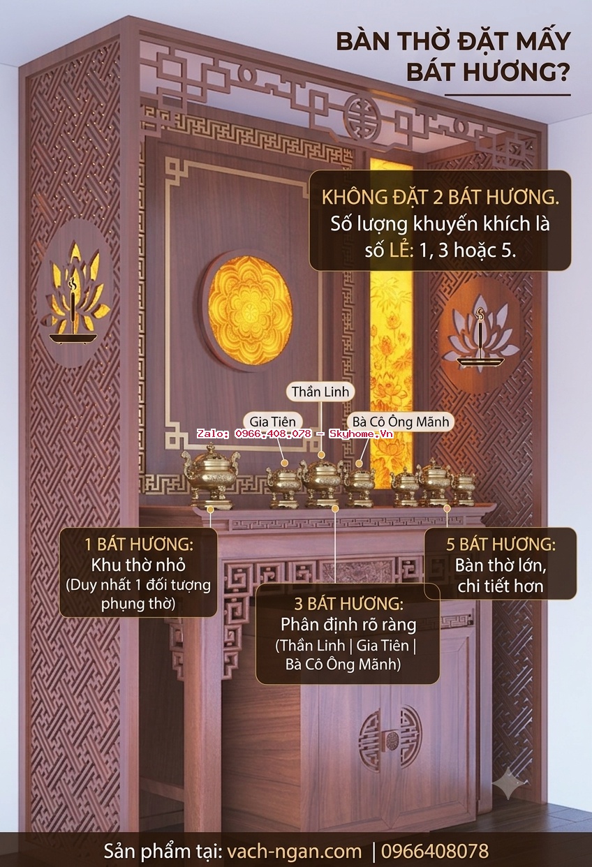 Bàn thờ có 2 bát hương