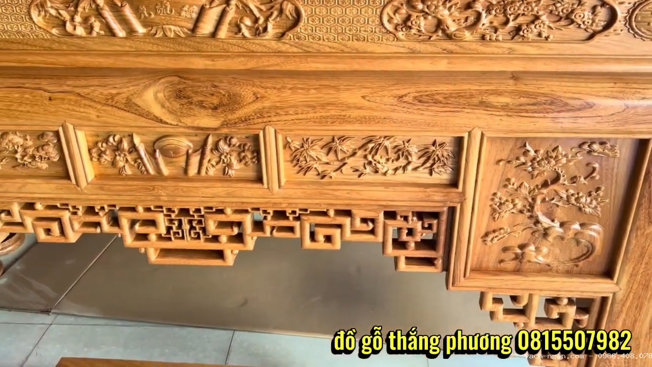 Bàn Thờ Gỗ Gõ Đỏ Mẫu Ô Xa - Bàn Thờ Tam Cấp Thờ Gia Tiên Thì Nên Làm Kích Thước Bao Nhiêu?