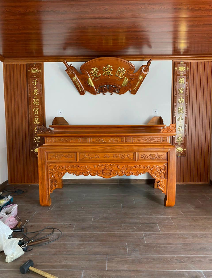 Bàn Thờ Án Gian Chân 16 Dài 2m17 Gỗ Gõ Đỏ