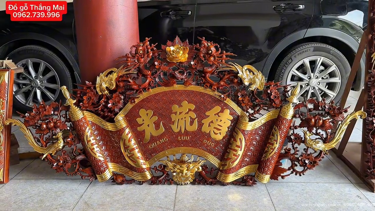 Bộ cuốn thư mai hóa long gỗ gụ Lào đục chạm thủ công