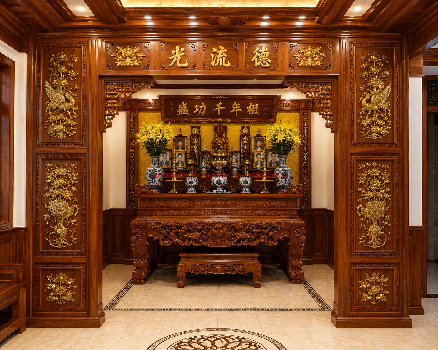 Hệ vách phòng thờ cho không gian trần thấp 2,6 m
