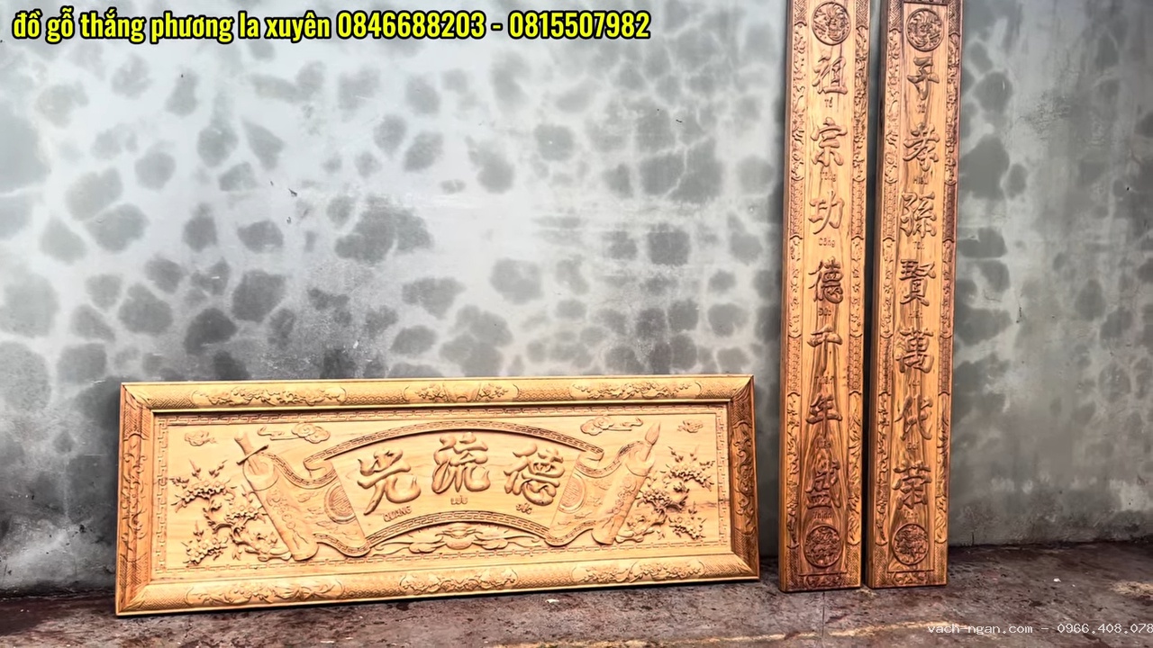 Bộ hoành phi câu đối Tùng- Cúc- Trúc- Mai khung 7 phân, ván 5 phân