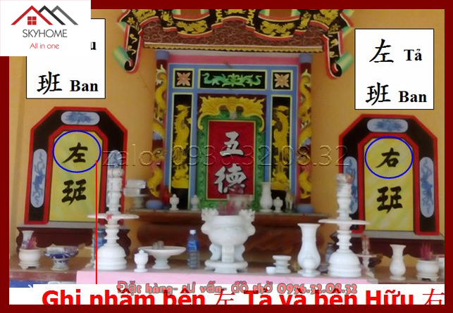 Tả / Hữu”, “Đông / Tây trên bàn thờ