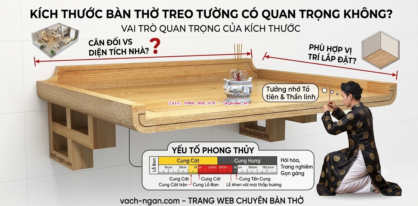 Kích thước bàn thờ treo tường quan trọng không ?