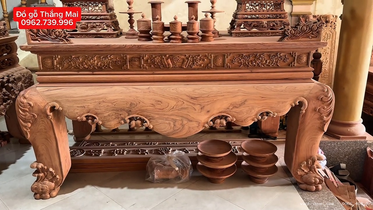 Sập thờ trơn gỗ hương đá thiết kế đơn giản thuộc phân khúc cao cấp