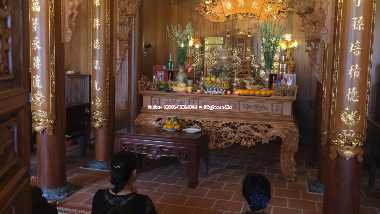 Nhà thờ họ 3 gian dòng họ Nguyễn Đình tại Việt Yên Bắc Giang bằng gỗ lim Nam Phi
