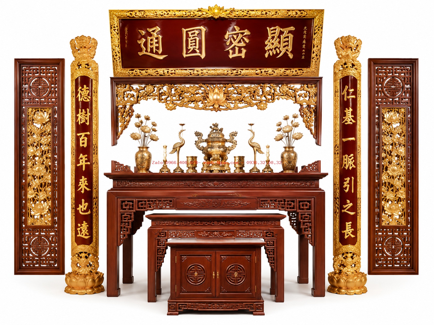 Nội thất gian nhà tổ chùa Cự Linh được thi công và lắp đặt