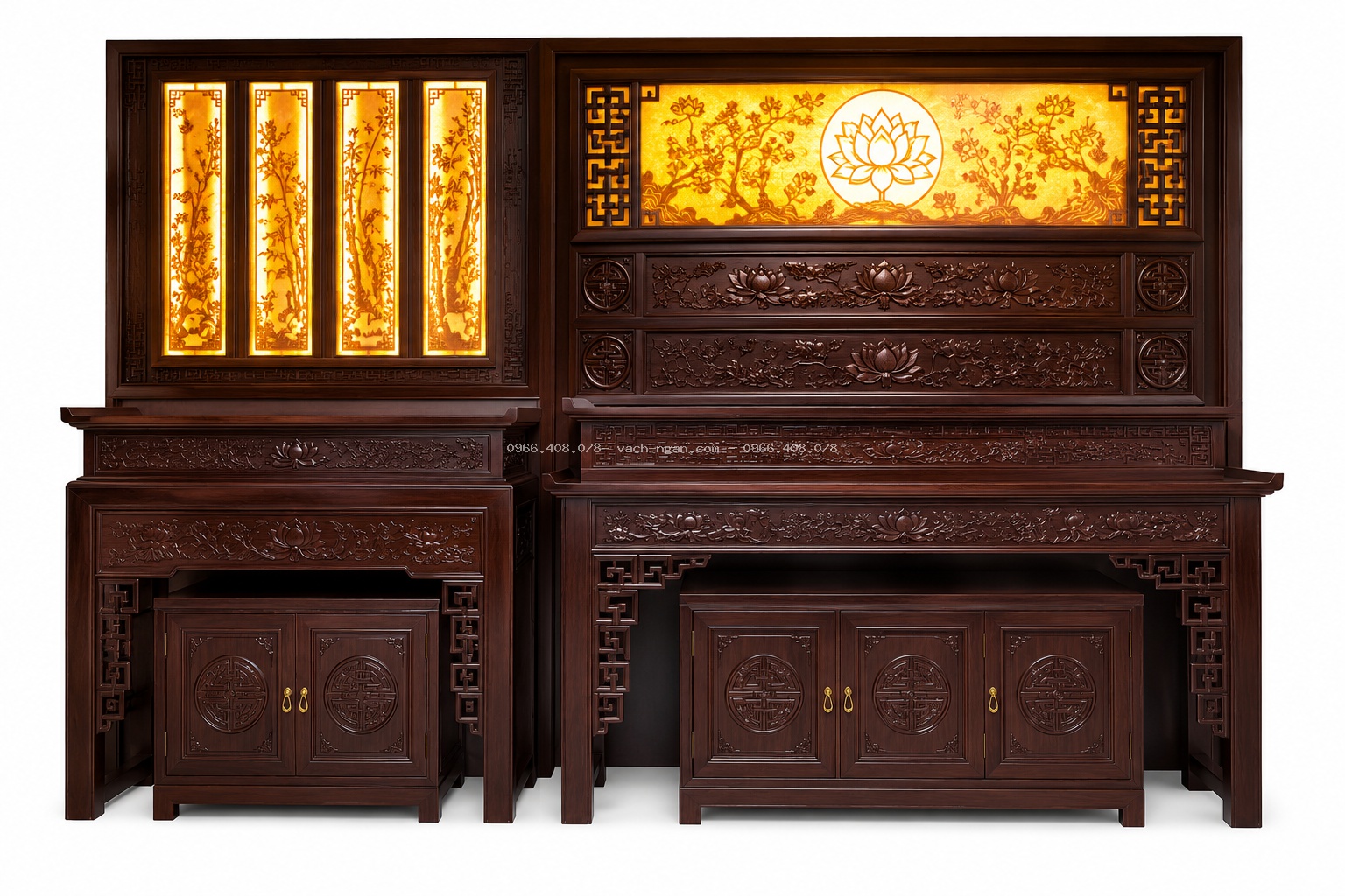 Phòng Thờ Nhà Phố Với Bàn Thờ Phật 1,75 m Kết Hợp Bàn Thờ Gia Tiên 1,53 m Trên Tầng Cao Nhất