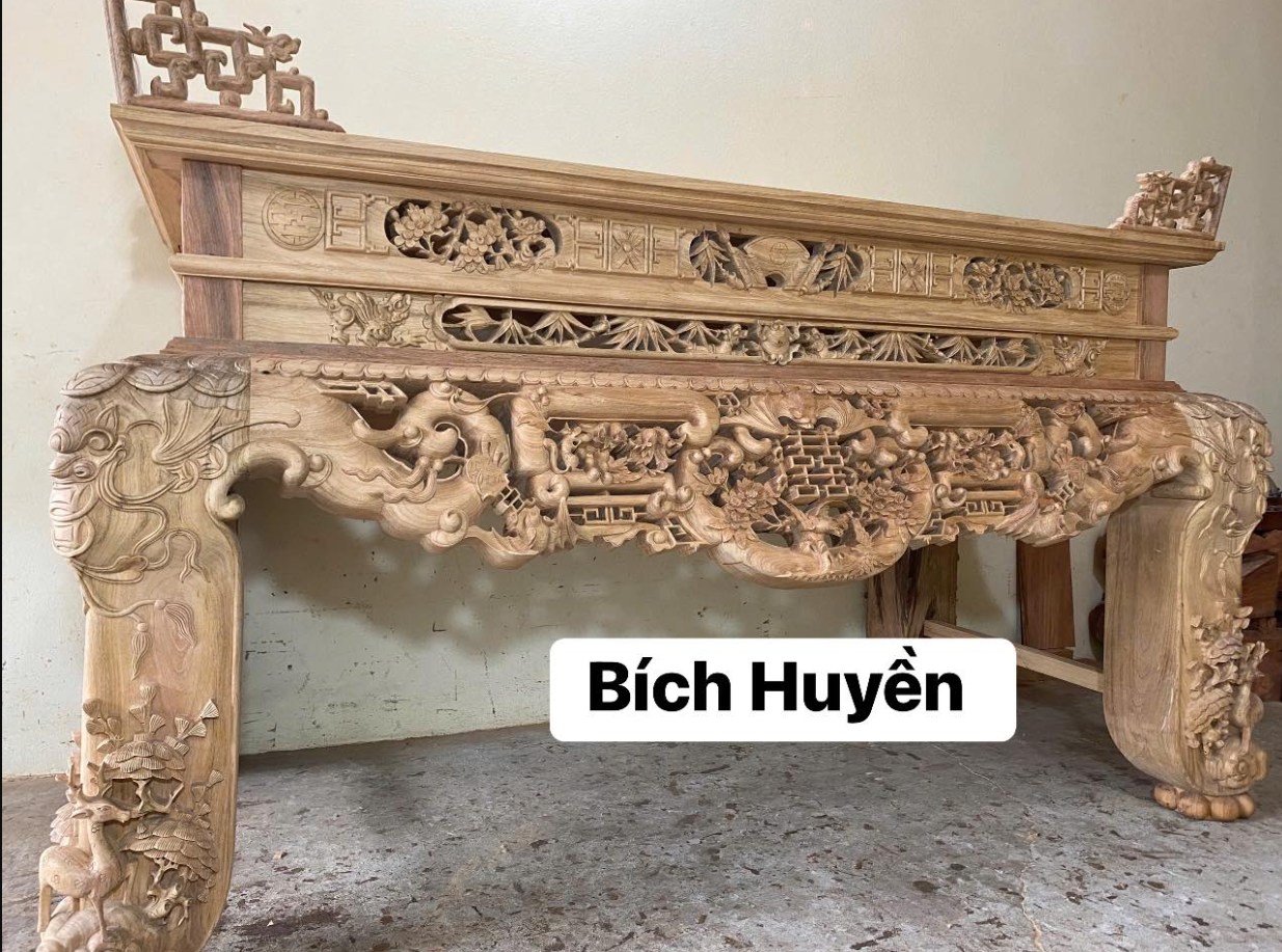 Sập Thờ Mai Điểu Đục Tay Thủ Công