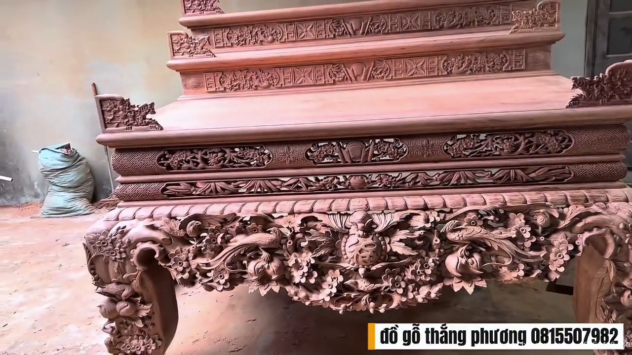 Sập Thờ Tam Cấp Gỗ Hương Đá Đục Tay Kênh Bong - Vua Sập Thờ Tam Cấp Kích Thước Riêng