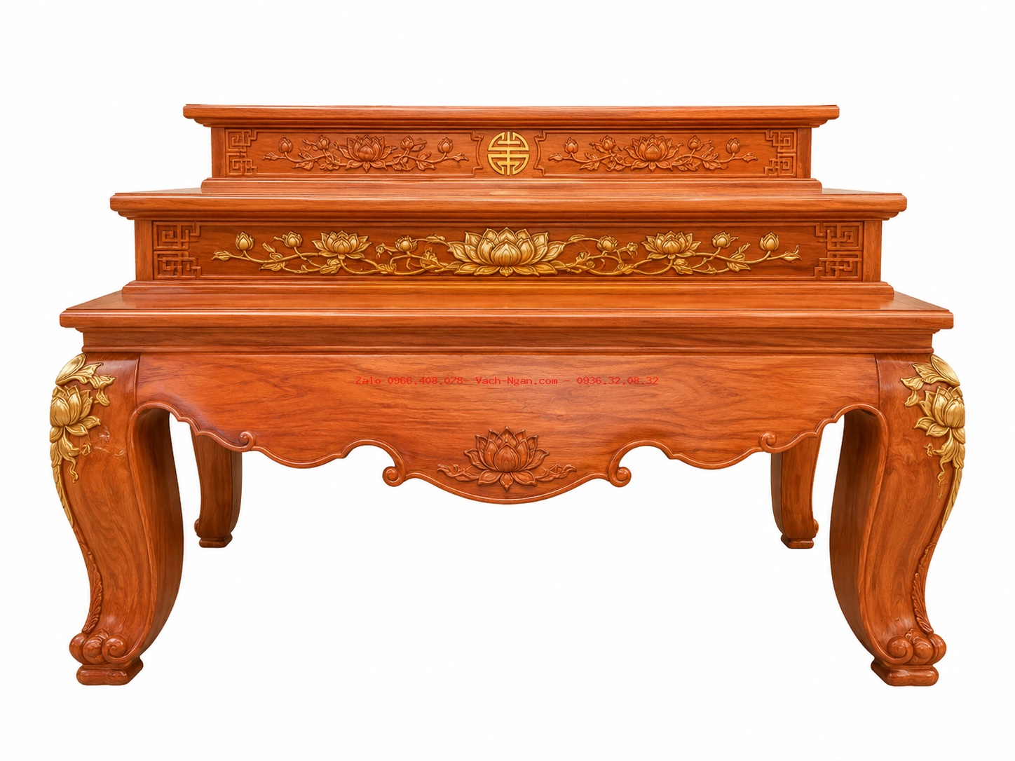 Sập thờ trơn gỗ gõ đỏ đơn giản, sạch sẽ, dễ vệ sinh