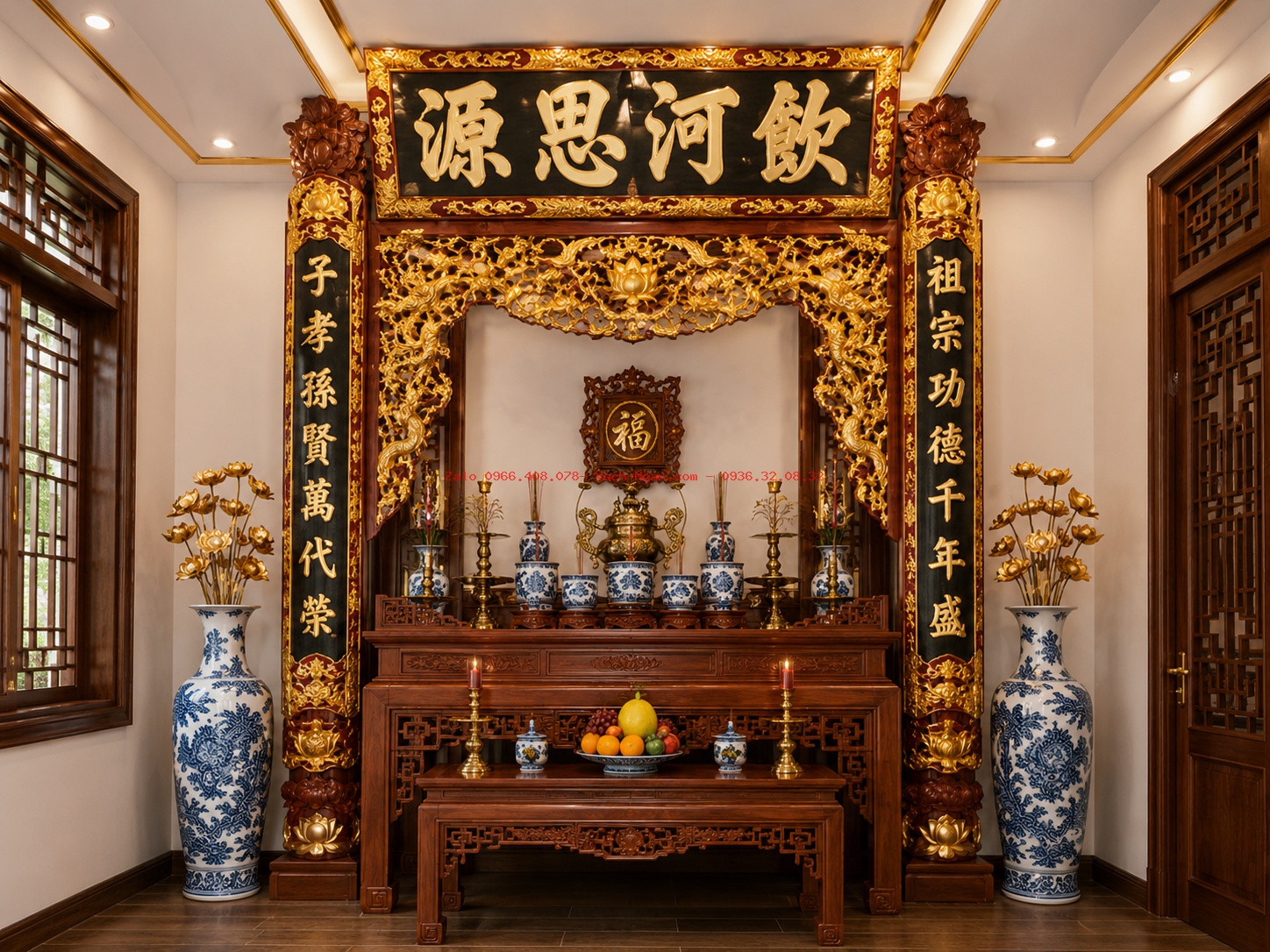 Thi công lắp đặt phòng thờ tư gia tại Thường Tín, Hà Nội qua hình ảnh thực tế tại công trình