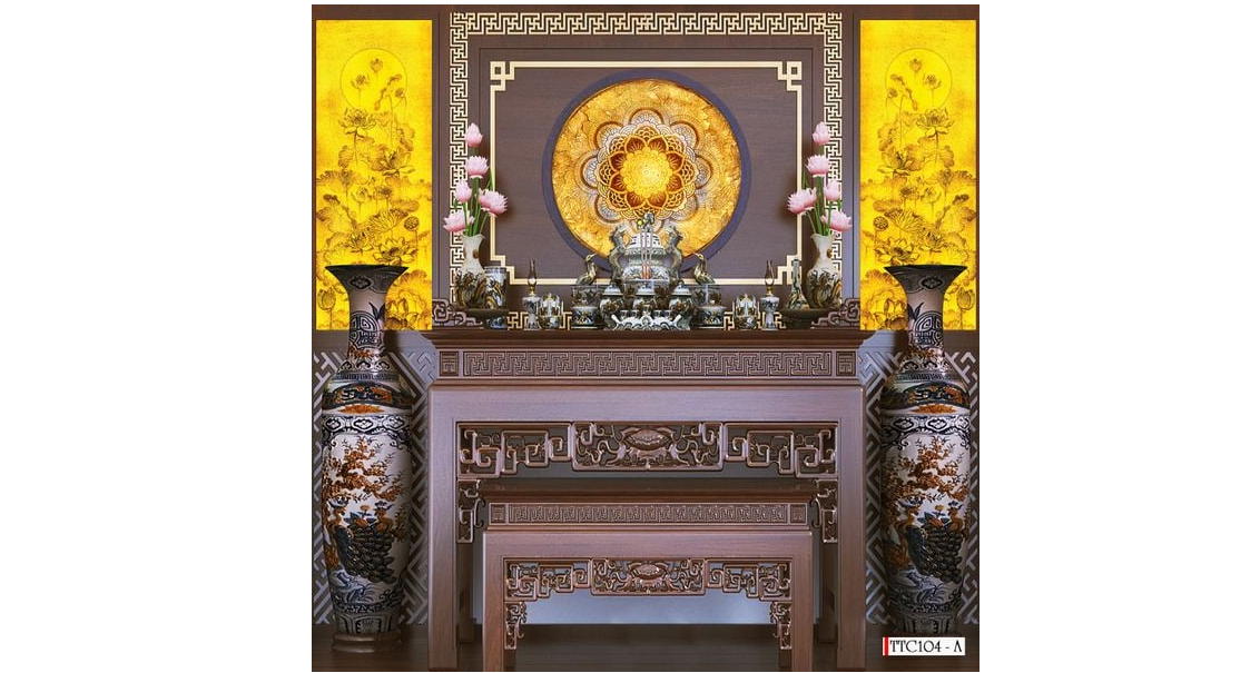 Tranh Trúc Chỉ Hoa Sen Nội Thất Phòng Thờ