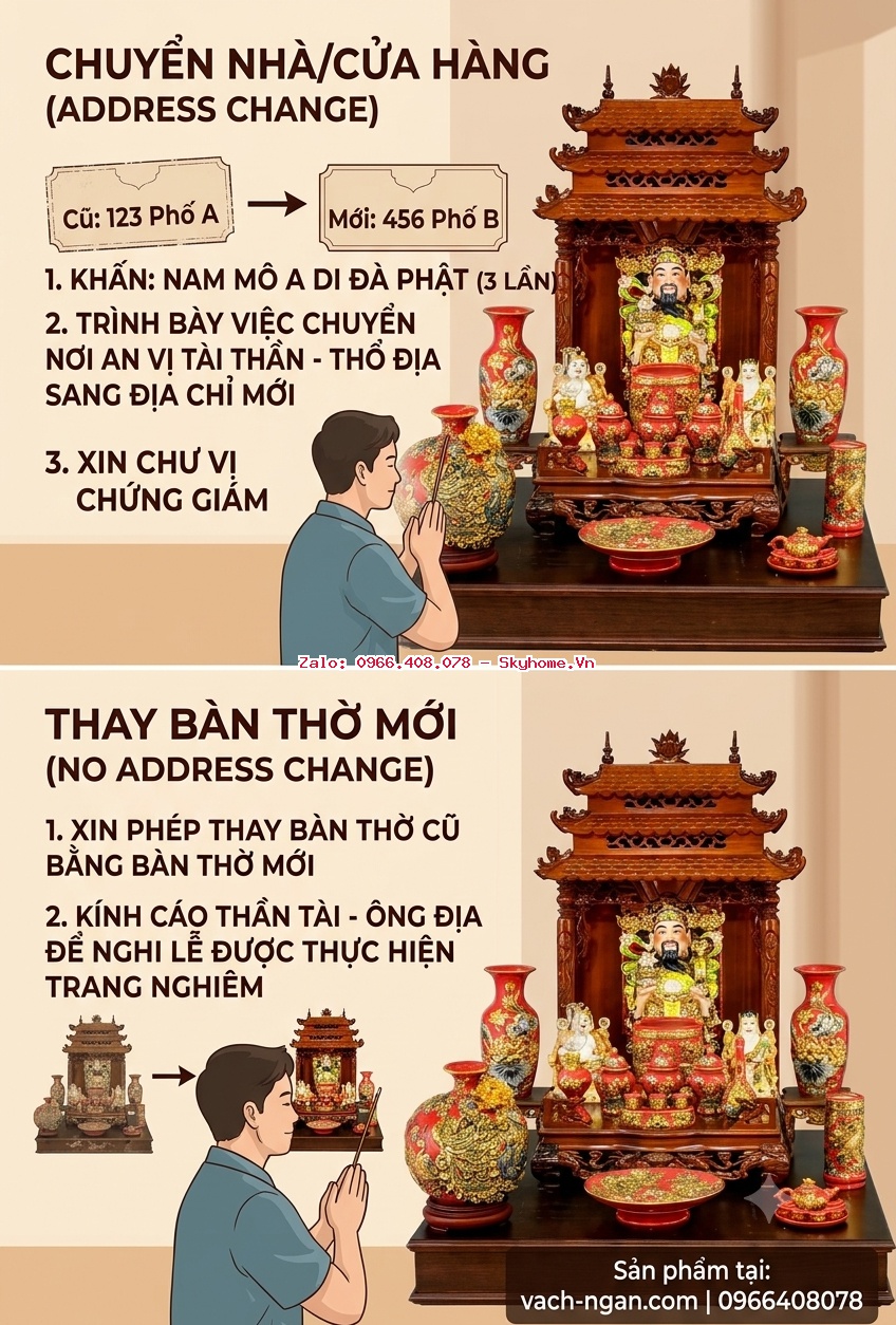Hướng dẫn thay bàn thờ Thần Tài