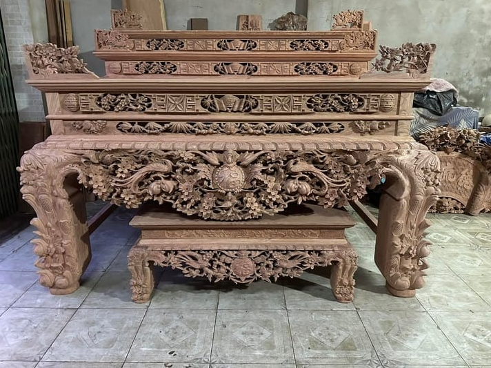 Vua Sập Thờ Nhị Cấp gỗ gõ đỏ Nam Phi